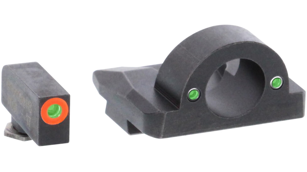 AmeriGlo Ghost Ring Tritium Night Sights, Glock 20,21,29, 30, 31, 32, 36, 40, 41, Front Green, Rear Black w/Orange Outline , GL-225