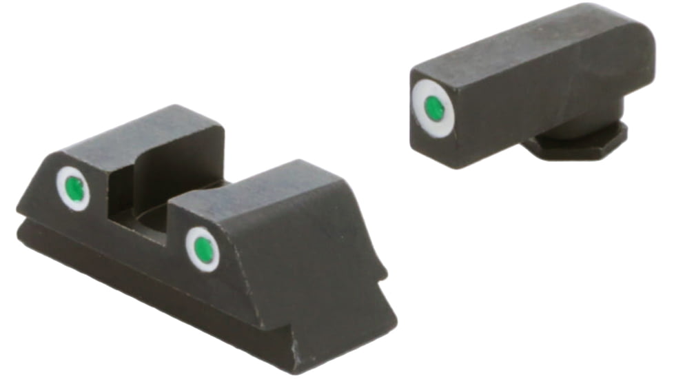 AmeriGlo Classic Tritium Sight Set for Glock, Model 42/43/43X/48, Tritium Green, Black, GL430