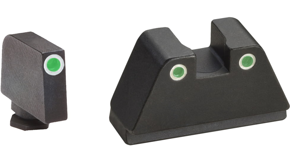 AmeriGlo Glock 2XL Tritium Night Sight Suppressor/Optic Height Set,  Green Green Tritium w/ White Outline, Fits all Glock except 42,43, 2XL, GL-330