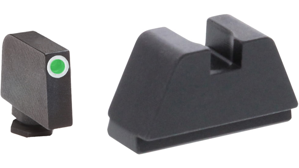 AmeriGlo Glock 2XL Tritium Night Sight Suppressor/Optic Height Set, Tritium White Outline .350in front, FlatBlack .429in Rear, Fits all Glock Except 42 &amp; 43, 2XL, up to 0.319in DH, GL-481