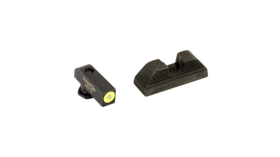 Ameriglo Glock 42 and 43 Front Serrated Round Notch Rear Sight, Green Tritium LimeGreenLumi Outline Front Black Re, AMGGL-352