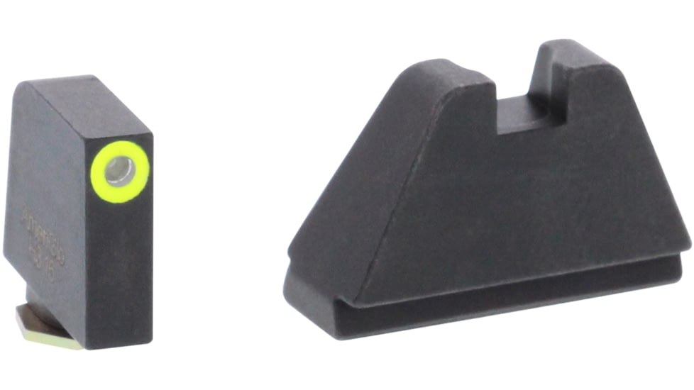 AmeriGlo Glock 5XL Tritium Night Sight Suppressor/Optics Height Sight, Green Tritium LumiGreen Outline .407in front, FlatBlack .507in Rear, Fits all Glock Except 42 &amp; 43, 5XL, up to 0.397in DH, GL-682