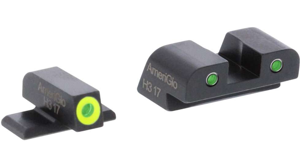 AmeriGlo Green Tritium LumiGreen Outline FRONT, Green Tritium Black Outline REAR , SG-546