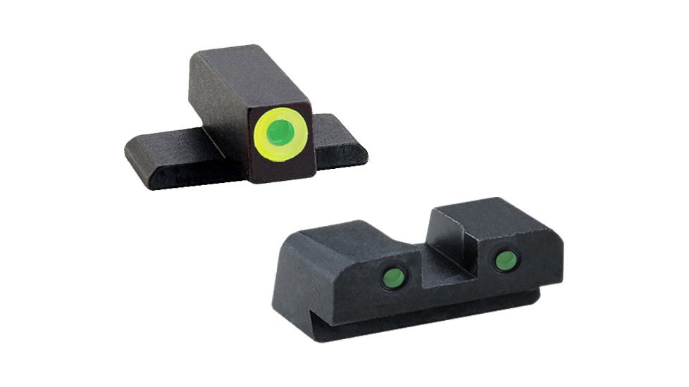 AmeriGlo Green Tritium LumiGreen Outline FRONT, Green Tritium Black Outline REAR , SG-546