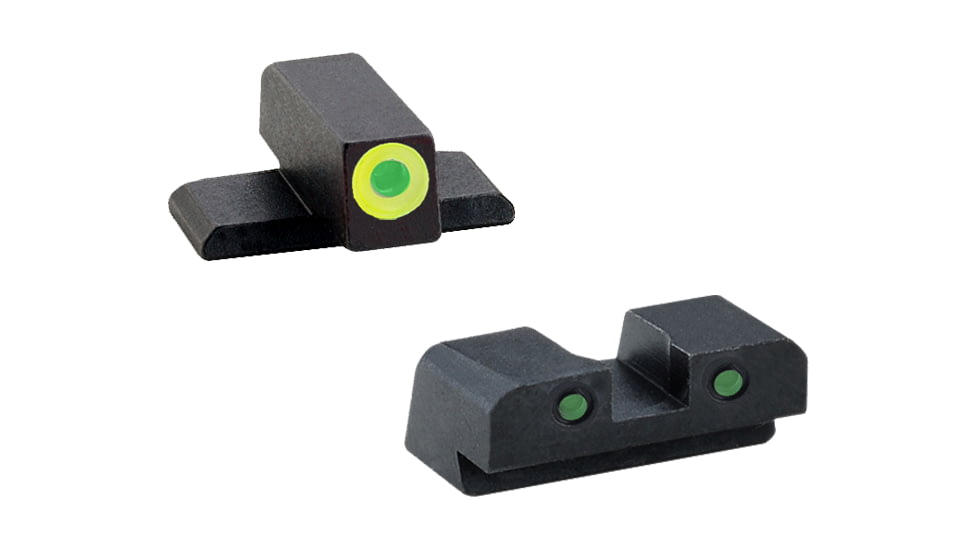 AmeriGlo Green Tritium LumiGreen Outline FRONT, Green Tritium Black Outline REAR, XD-546