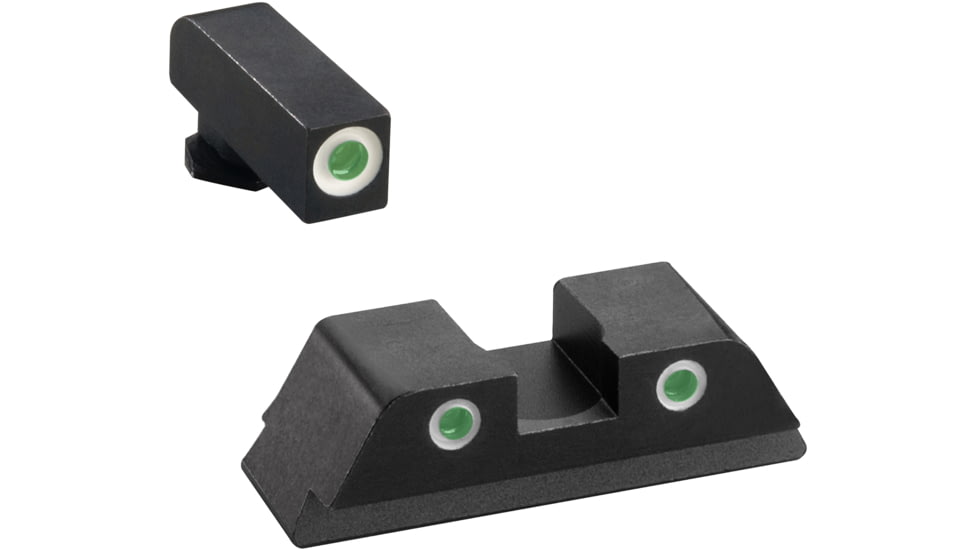 AmeriGlo Pistol Tritium Night Sights, Glock 17, 19, 22, 23, 24,26,27,33,34,35,37,38,39, Classic Green Front, Green Rear, GL-113