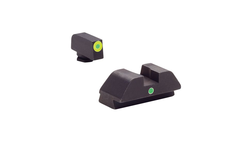 Ameriglo Pro I-dot Set For Glock 42/43 Front ProGlo Green Tritium With Lime Outline Single Dot Green Rear Sight