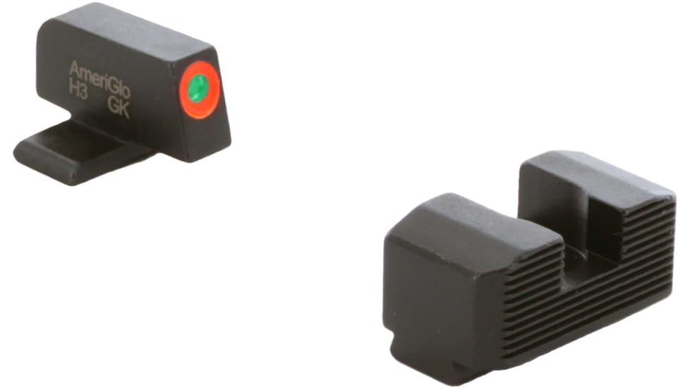 AmeriGlo Protector Sight Set for Springfield Hellcat OSP w/Green Tritium Orange Outline Front/ Black Serrated Rear, SA-434