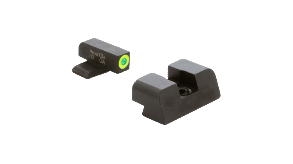 AmeriGlo Protector Sight Set for Springfield Hellcat w/Green Tritium LumiGreen Outline Front/ Black Serrated Rear, SA-533