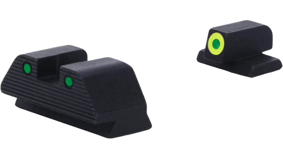 AmeriGlo Smith &amp; Wesson Trooper Night Sight, Green Tritium LumiGreen Outline FRONT, Green Tritium Black Outline Serrated SQ REAR, Smith &amp; Wesson, SW-820