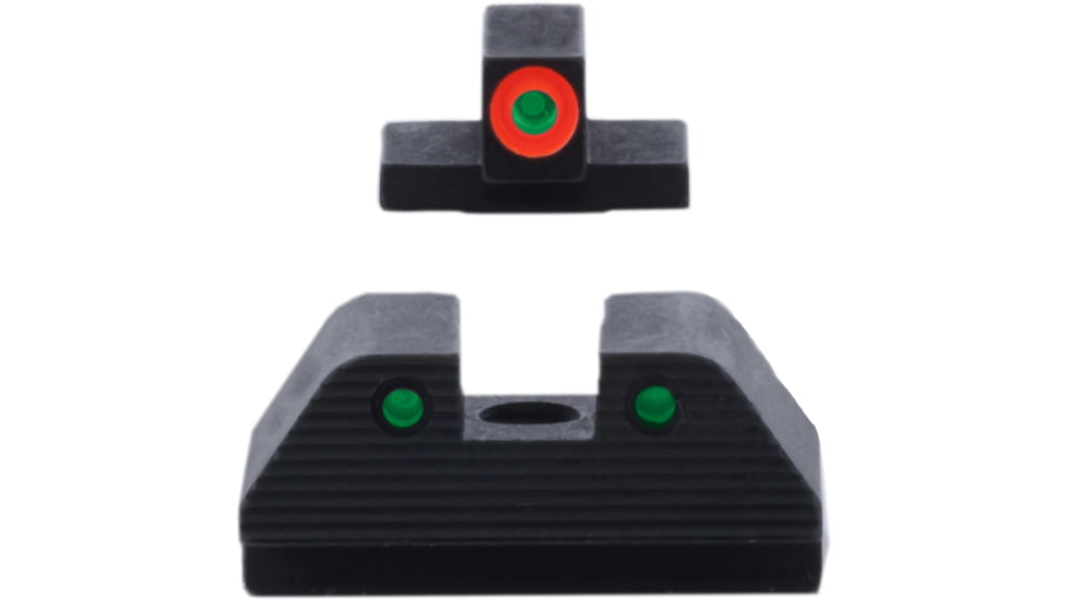 AmeriGlo Smith &amp; Wesson Trooper Night Sight, Green Tritium Orange Outline FRONT, Green Tritium Black Outline Serrated SQ REAR, Smith &amp; Wesson, SW-817