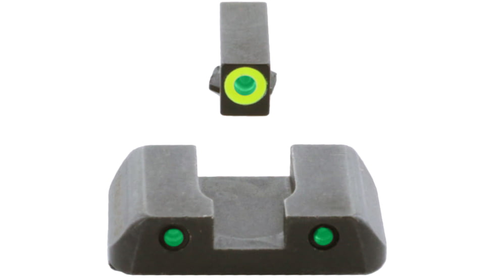 AmeriGlo Spartan 3 Dot Night Sights for Glock 17/19/22/23/24/26/27/33/34/35/37/38/39 w/Green Tritium LumiGreen Outline Front/ Green Tritium Black Outline Rear, GL-546