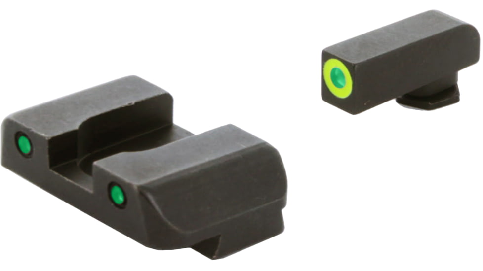 AmeriGlo Spartan 3 Dot Night Sights for Glock 17/19/22/23/24/26/27/33/34/35/37/38/39 w/Green Tritium LumiGreen Outline Front/ Green Tritium Black Outline Rear, GL-546
