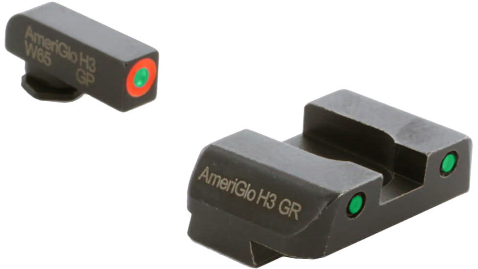 AmeriGlo Spartan Tactical Operator Sights for Glock, ProGlo, Orange Circle Front and Pro Op Rear, Green, GL-446