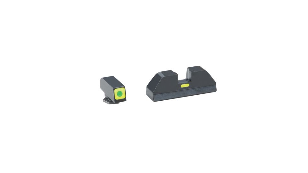 Ameriglo T-CAP Tritium Sight Set Glock 17/19/22 Green Front With Lumi-Lime Square Outline Green Rear Horizontal Line
