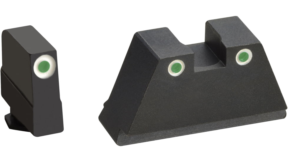 AmeriGlo Tall Suppressor Height Sight Set, All Glock excl. 42/43/43x/48, 3XL, Green Tritium w/ White Outline, GL-349