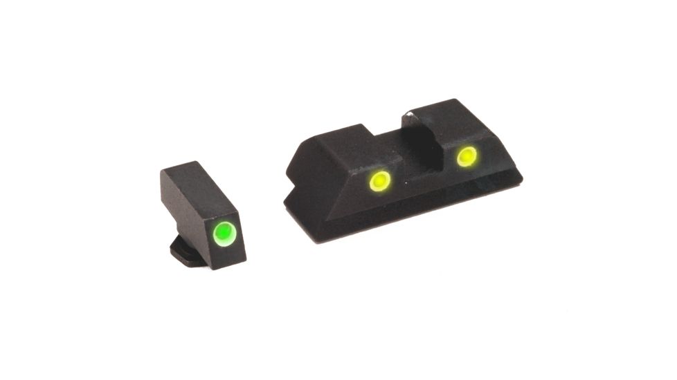 AmeriGlo Tritium Front Tritium Rear Fits Glock 20 Classic Rear, Yellow, Setscrew