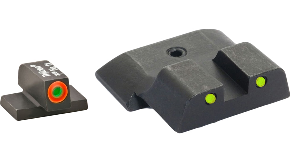AmeriGlo Tritium Operator 3 Dot Night Sight Set, Green ProGlo Front Orange Outline, Yellow Rear Black Outline SW-447