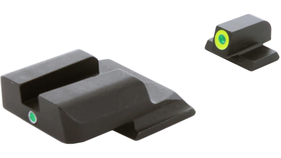 AmeriGlo Tritium Front and Rear Sights MP Shield 2 Dot night Sight set ProGlo Front with LumiLime Outline, GRN single Dot Rear SW-345