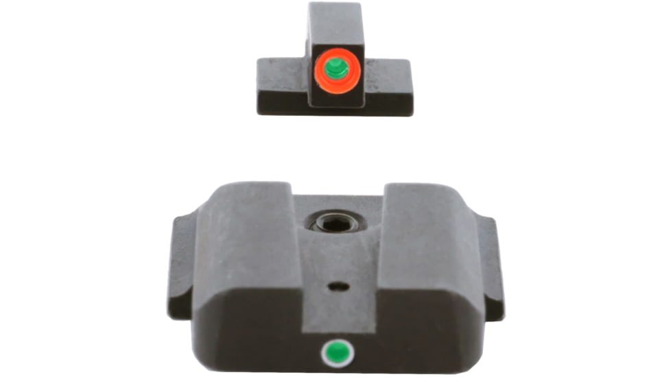 AmeriGlo Tritium Front and Rear Sights MP Shield 2 Dot night Sight set ProGlo Front with ORNG Outline, GRN single Dot Rear SW-245