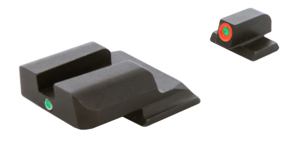 AmeriGlo Tritium Front and Rear Sights MP Shield 2 Dot night Sight set ProGlo Front with ORNG Outline, GRN single Dot Rear SW-245