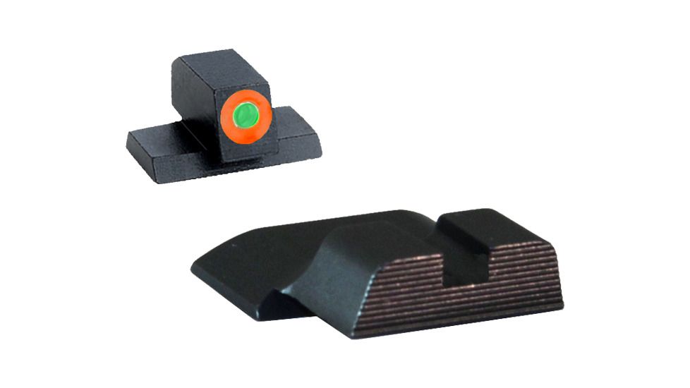 AmeriGlo Tritium Front Black Serrated Rear All M&amp;P Models, except Shield, ProGlo Front, Orange Outline SW-433B
