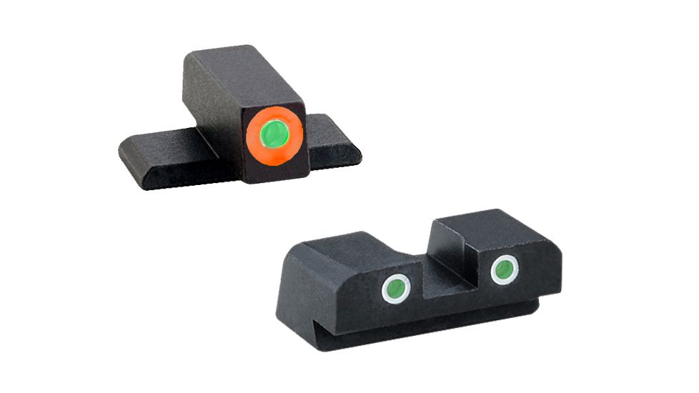 Ameriglo Tritium Front/Rear Combo Sights Green Dot White Outline Rear And Green Dot Orange Outline Front For Springfield XD/XDM/XDS