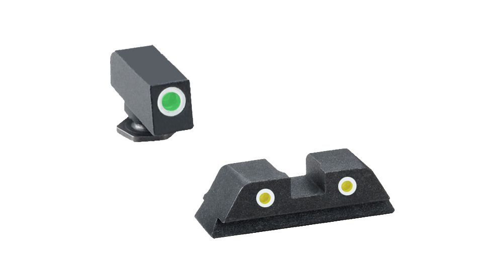 Ameriglo Tritium Night Sight Set, Classic Green Front,Yellow Rear for Glock 17, 19, 22, 23, 24, 26, 27, 33, 34, 35, 37, 38, 39 - GL115