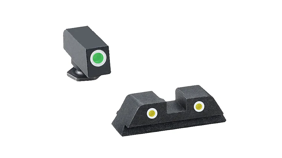 AmeriGlo Pistol Tritium Night Sights, Glock 17, 19, 22, 23, 24,26,27,33,34,35,37,38,39, Classic Green Front