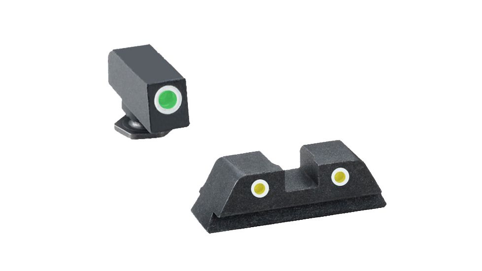 Ameriglo Tritium Night Sight Set, Classic Green Front,Yellow Rear for Glock 20,21,29,30,31,32,36 - GL121