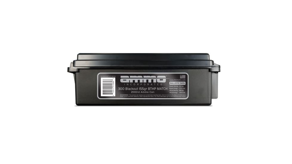 Ammo, Inc. 300 Blackout 155 Grain Boat Tail Hollow Point BTHP Centerfire Rifle Ammo, 200 Rounds, 300B155BTHP-B200