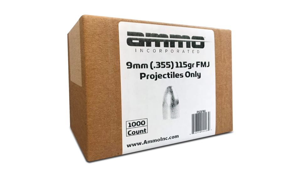 USED Ammo, Inc. 9mm Luger 115 Grain Full Metal Jacket Centerfire Projectiles, 1000 Bullets, P9115FMJ, EDEMO22, Used, Condition Fair, Condition Fair, Used