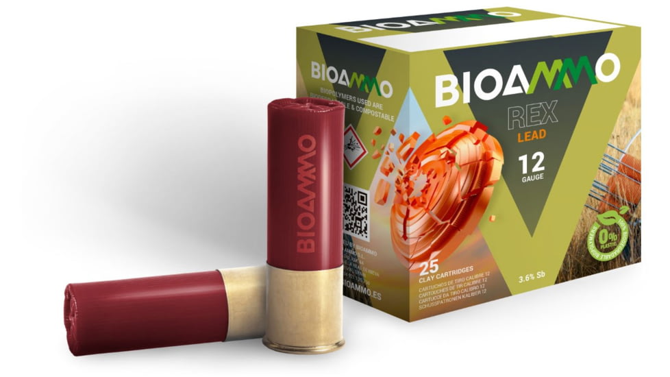 Ammo, Inc. Bioammo REX 12 Gauge 2.75in 1 oz Shotgun Ammo, 8 Shot Size, 25 Rounds, BR2880