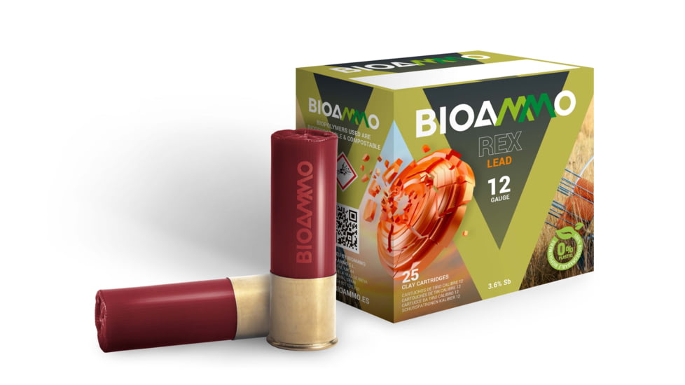 BioAmmo Rex Clay 12 Gauge 1oz 2.75in 8 Lead Shot Centerfire Shotgun Ammo, 25 Rounds, BR2880