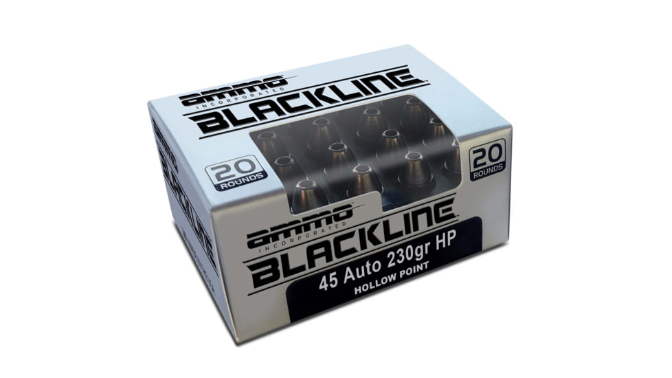 Ammo, Inc. Black Label .45 ACP 230 grain Hollow Point Brass Cased Centerfire Pistol Ammo, 20 Rounds, 45230HP-BL20