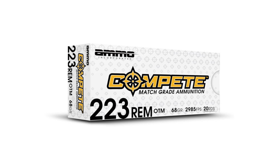 Ammo, Inc. Compete OTM 223 REM 68 Grain Open Tip Match Brass Cased Rifle Ammo, 20 Round, 223068-OTM-A20