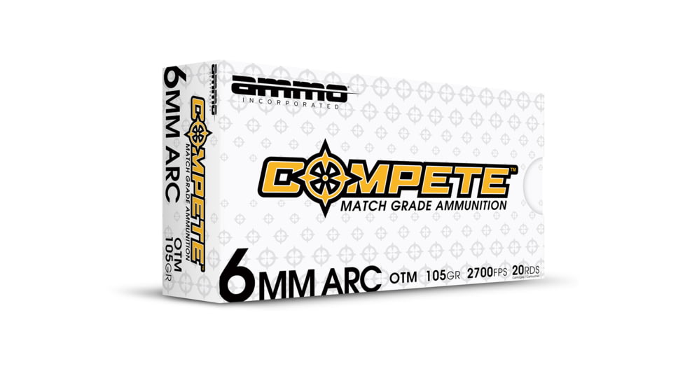 Ammo, Inc. Compete OTM 6mm ARC 105 Grain Open Tip Match Brass Cased Rifle Ammo, 20 Round, 6ARC105-OTM-A20
