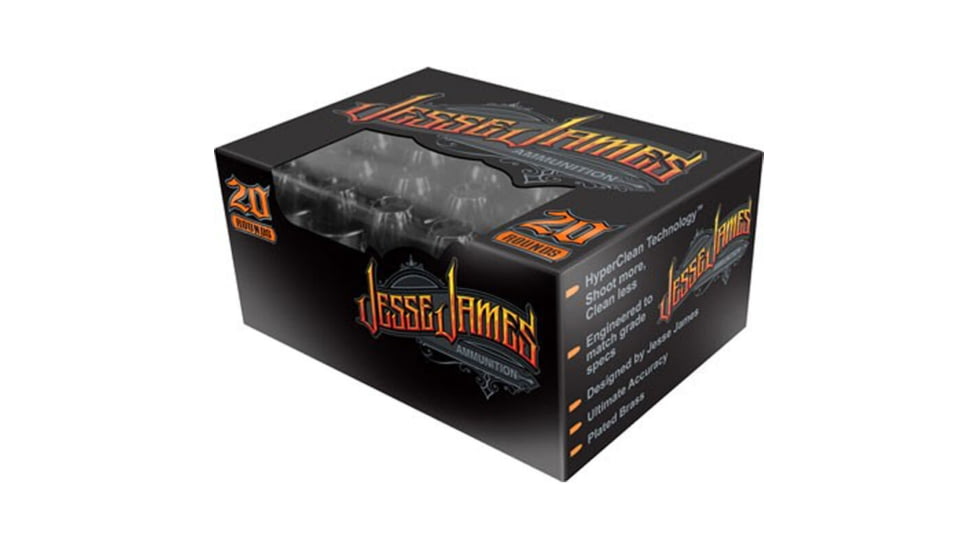 Ammo, Inc. Jesse James .45Cal 230 Grain HP Brass Cased Centerfire Pistol Ammo, AMMO45230HP-JJ20