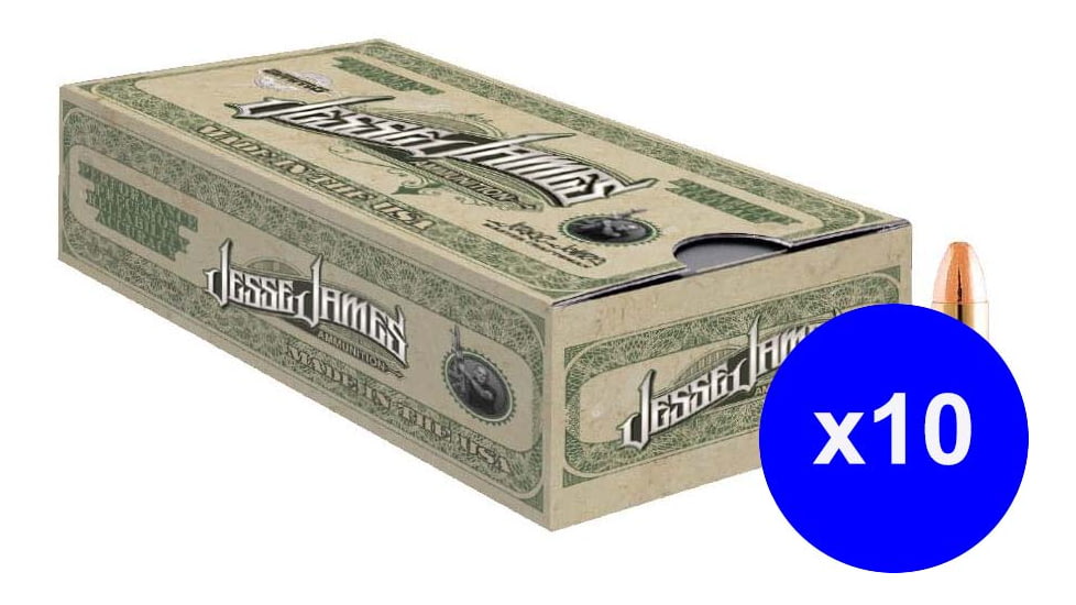 Ammo, Inc. Jesse James 9mm Luger 115 Grain Full Metal Jacket Brass Cased Pistol Ammo, 50 Rounds, 9115TMC