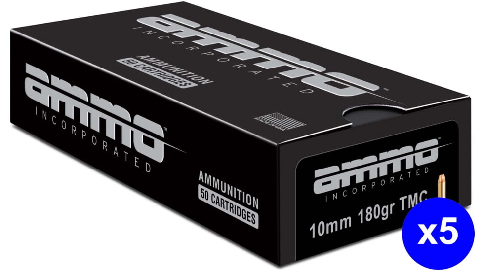 Ammo, Inc. Signature 10mm 180 Grain Total Metal Jacket Brass Pistol Ammo, 250 Rounds