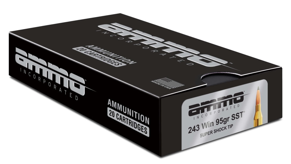 Ammo, Inc. Signature .243 Winchester 95Gr Super Shock Tip Brass Cased Rifle Ammo, 20 Rounds, 243W095SST-A20