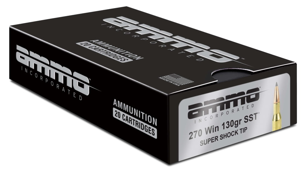 Ammo, Inc. Signature .270 Winchester 130Gr Super Shock Tip Brass Cased Rifle Ammo, 20 Rounds, 270W130SST-A20