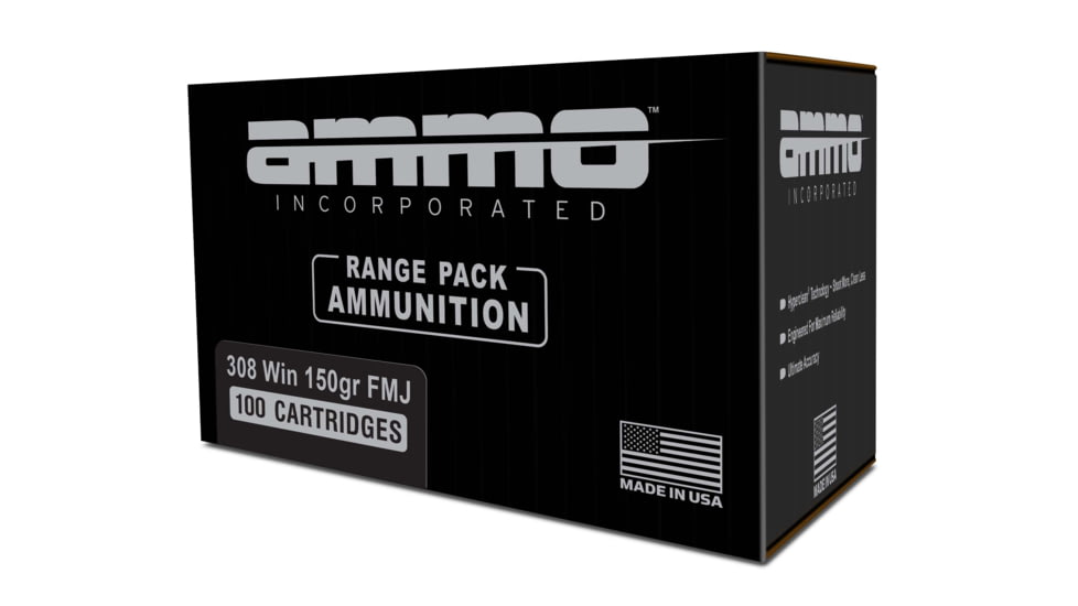 Ammo, Inc. Signature 308 Win 150 Grain FMJ Brass Case Rifle Ammo, 100 Rounds, 308150FMJ-A100