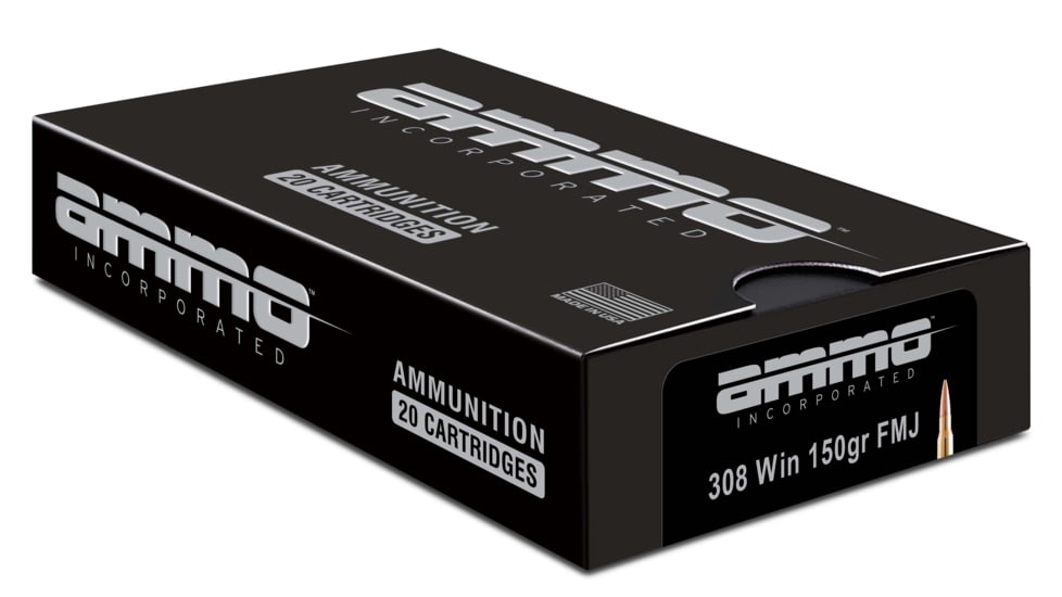 Ammo, Inc. Signature .308 Winchester 150 grain Full Metal Jacket Brass Cased Centerfire Rifle Ammo, 20 Rounds, 308150FMJ-A20