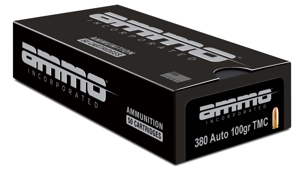 Ammo, Inc. Signature .380 ACP 100 grain Total Metal Jacket Brass Cased Centerfire Pistol Ammo, 50 Rounds, 380100TMC-A50