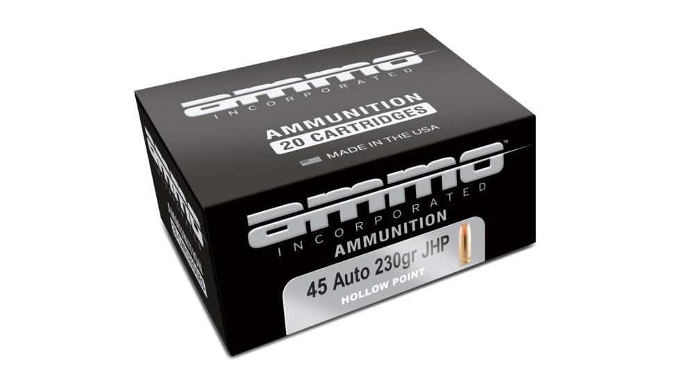 Ammo, Inc. Signature .45 ACP 230 grain Jacketed Hollow Point Brass Cased Centerfire Pistol Ammo, 20 Rounds, 45230JHP-A20