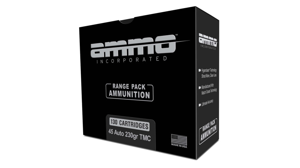 Ammo, Inc. Signature .45 ACP 230 Grain Total Metal Jacket Brass Cased Centerfire Pistol Ammo, 130 Round, Box, 45230TMC-A130