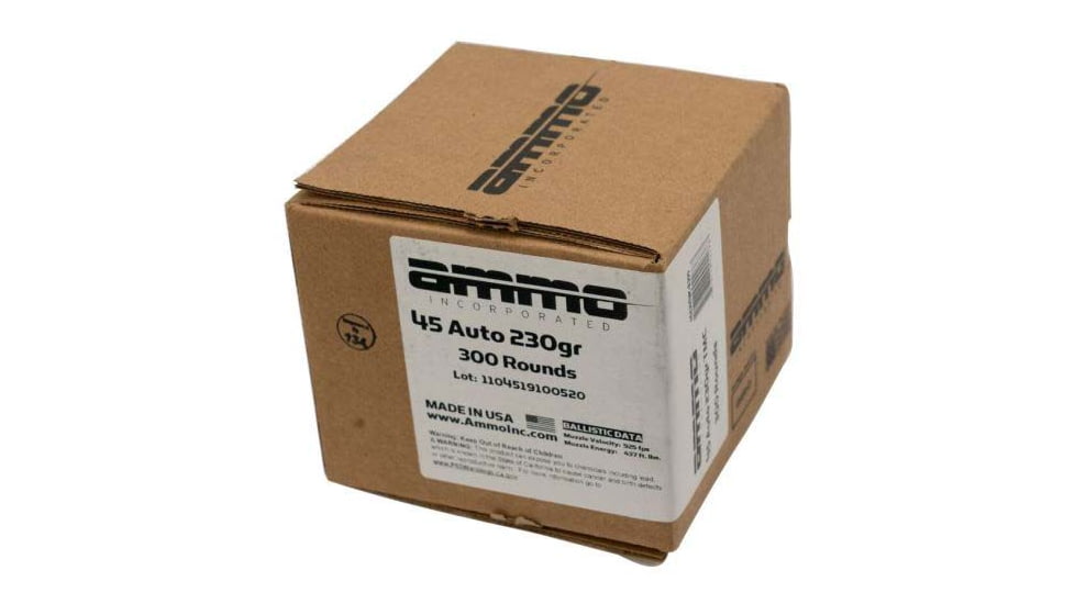 Ammo, Inc. Signature .45 ACP 230 grain Total Metal Jacket Brass Cased Centerfire Pistol Ammo, 300 Round, Case, 45230TMC-B300