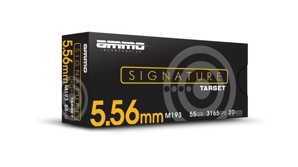Ammo, Inc. Signature 5.56x45mm NATO 55 Grain M193 Full Metal Jacket Brass Cased Rifle Ammo, 500 Round