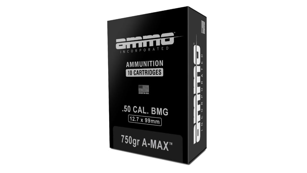 Ammo, Inc. Signature 50 BMG 750 Grain A-MAX Brass Case Rifle Ammo, 10 Rounds, 50BMG750AMX-A10